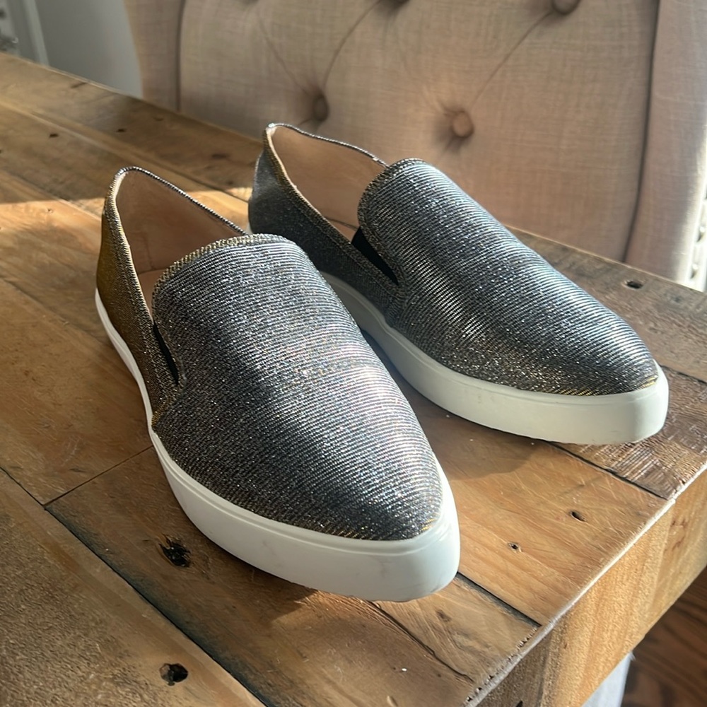 JSlides | Metallic Silver and Gold Slip on Sneakers Size 7.5
